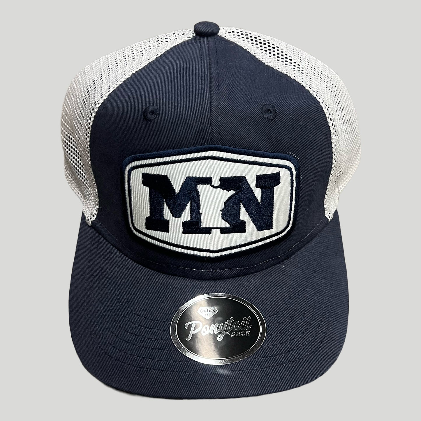 ANMN Ponytail Hat - Navy/White