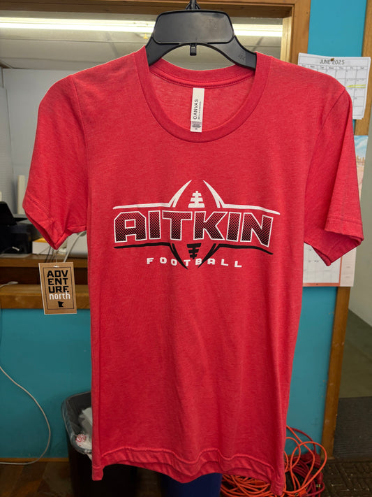 Aitkin Football Red Gradient Tee Bella + Canvas