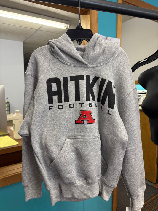 Aitkin Football Grey Hoodie Youth Port & Company