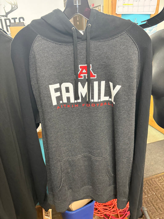 Aitkin Football Dark Grey/Black Raglon Hoodie