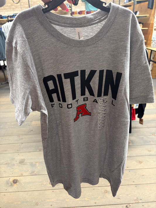 Aitkin Football Grey Youth Bella + Canvas Tee