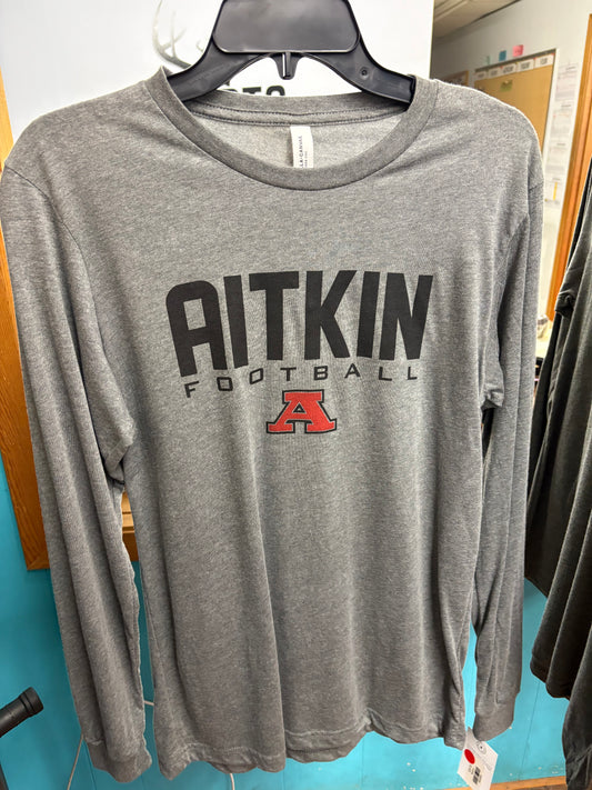 Aitkin Football Grey Longsleeve Bella + Canvas