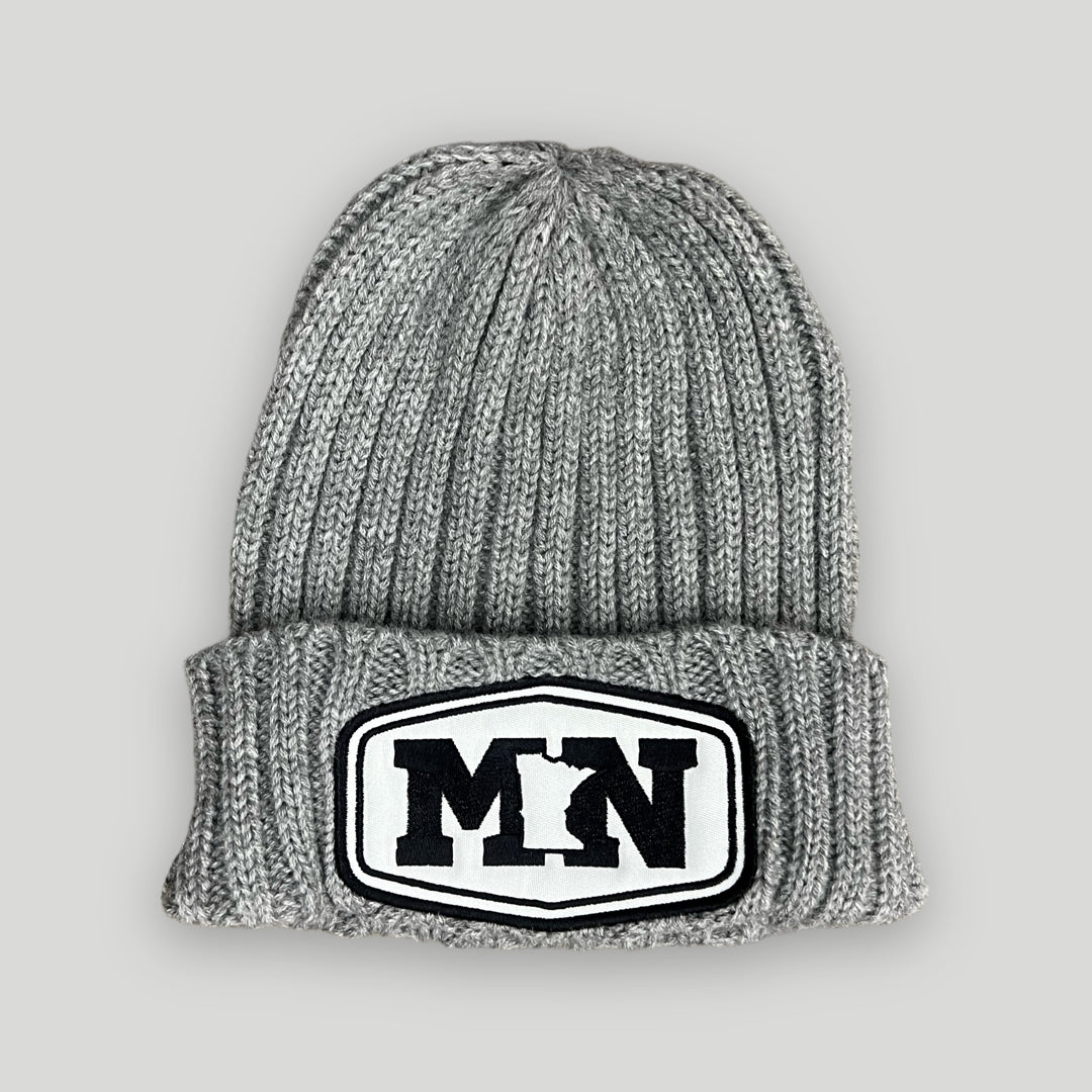 ANMN Sustainable Cable Knit Cuff Beanie - Light Grey