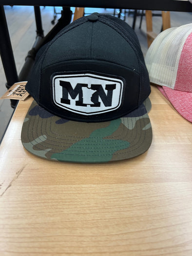 MN Hex Patch - 6 Panel Flatbill Hat - Black/Camo
